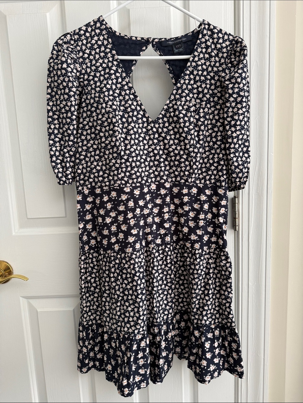 French Connection Navy and Cream Floral Mini Dress